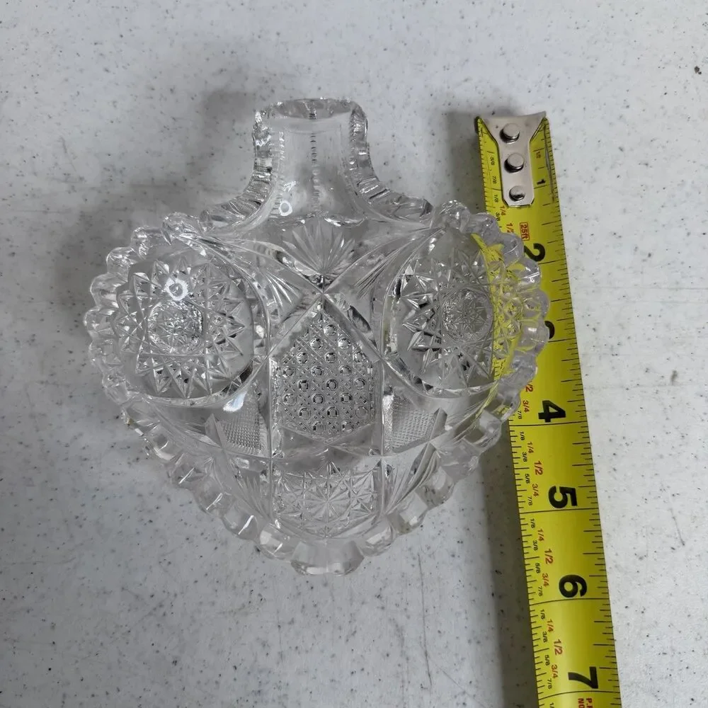 Glass Crystal Style Nappy Dish Hobstar Trinket Dish